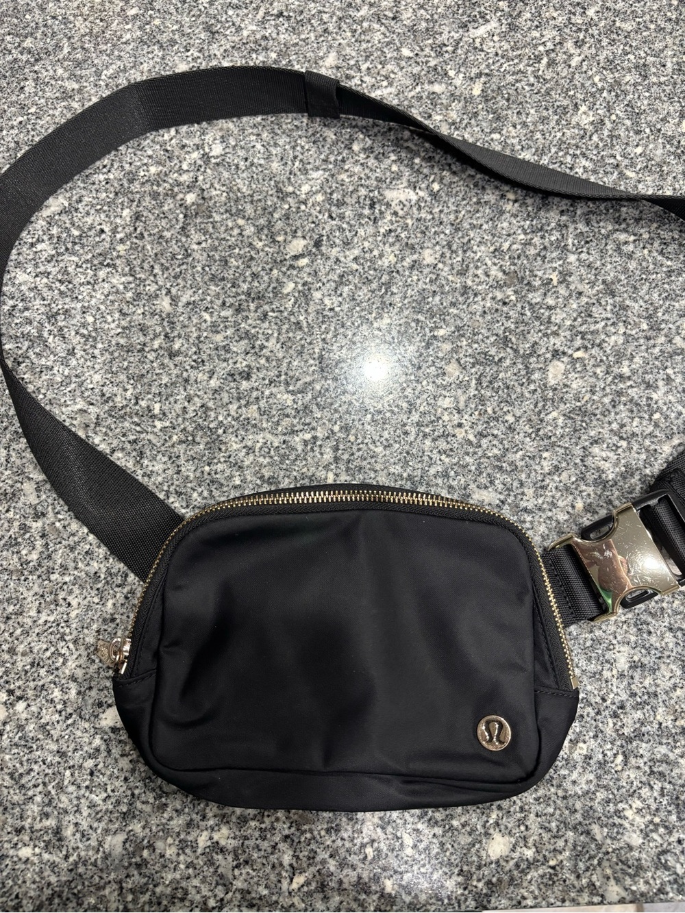 lululemon athletica Black Belt Bag with Silver Hardware